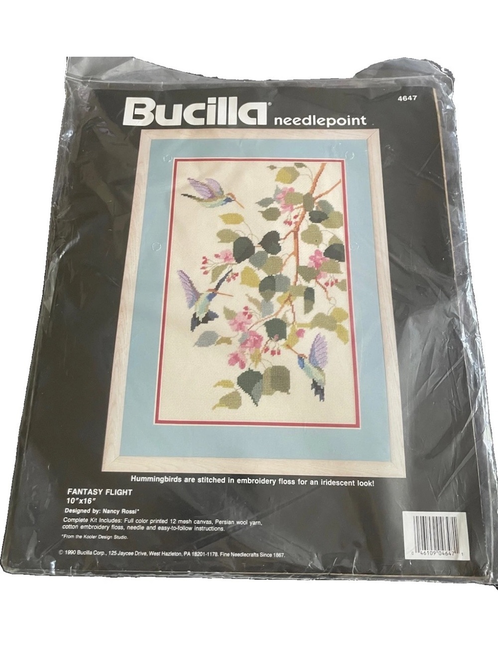 Vintage 1990 Bucilla Fantasy Flight Hummingbird Needlepoint Kit 4647 Sealed